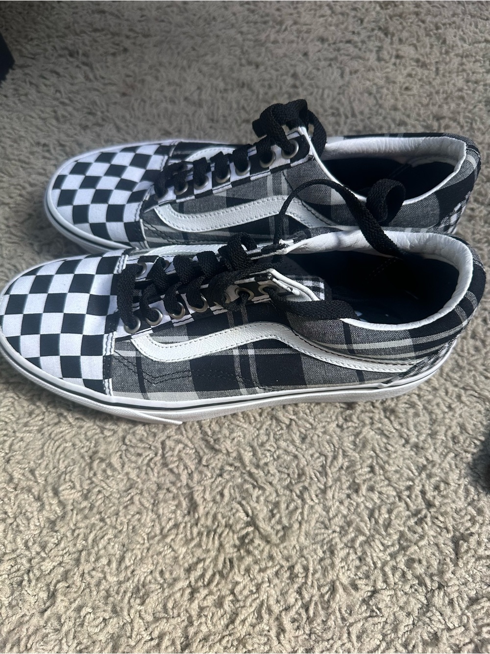 Vans Black and White Checkerboard Plaid Old Skool Low Top Shoes
